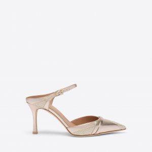 Malone Souliers Uma 80 Champagne Embellished Leather Mules