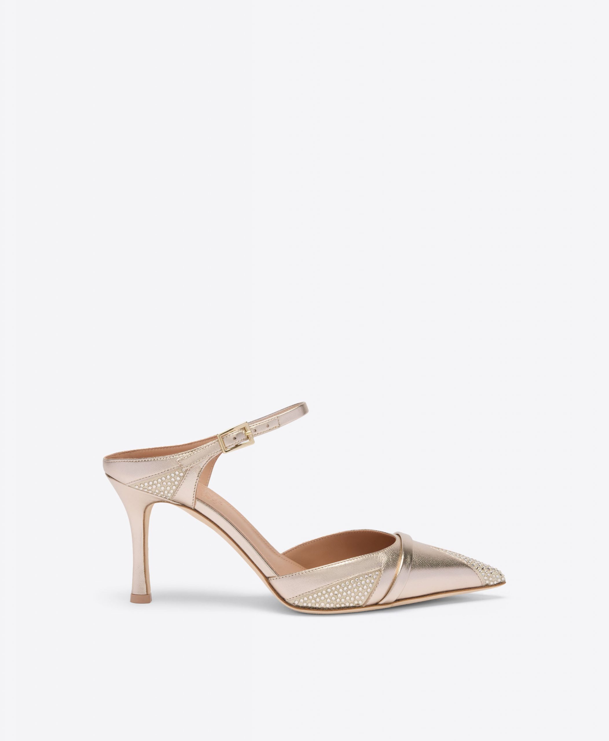 Malone Souliers Uma 80 Champagne Embellished Leather Mules