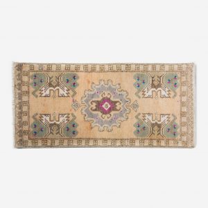 Lulu and Georgia Vintage Turkish Hand-Knotted Wool Mini Rug No. 297, 1'7" x 3'5"