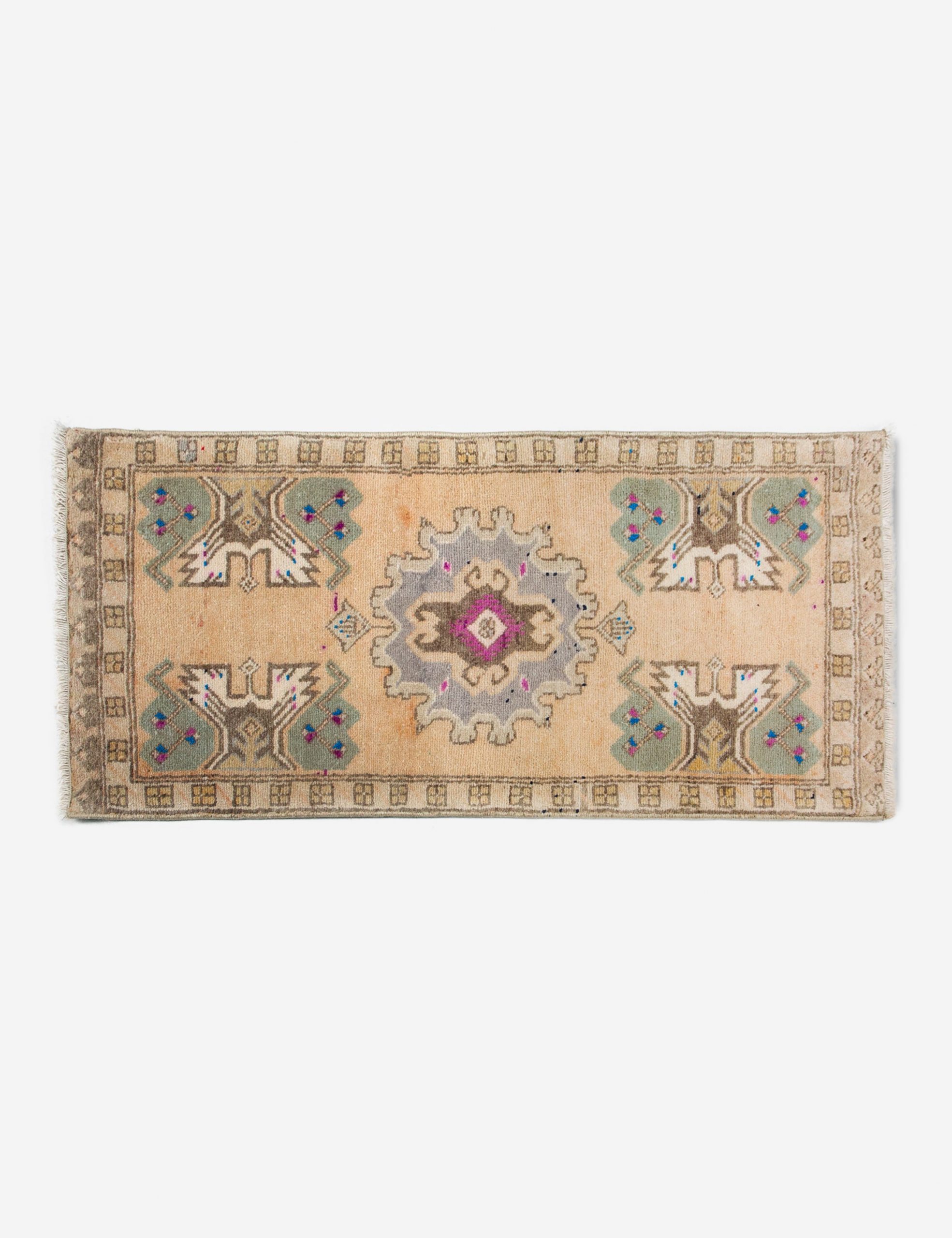 Lulu and Georgia Vintage Turkish Hand-Knotted Wool Mini Rug No. 297, 1'7" x 3'5"