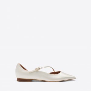 Malone Souliers Bettina White Satin Flat Pumps