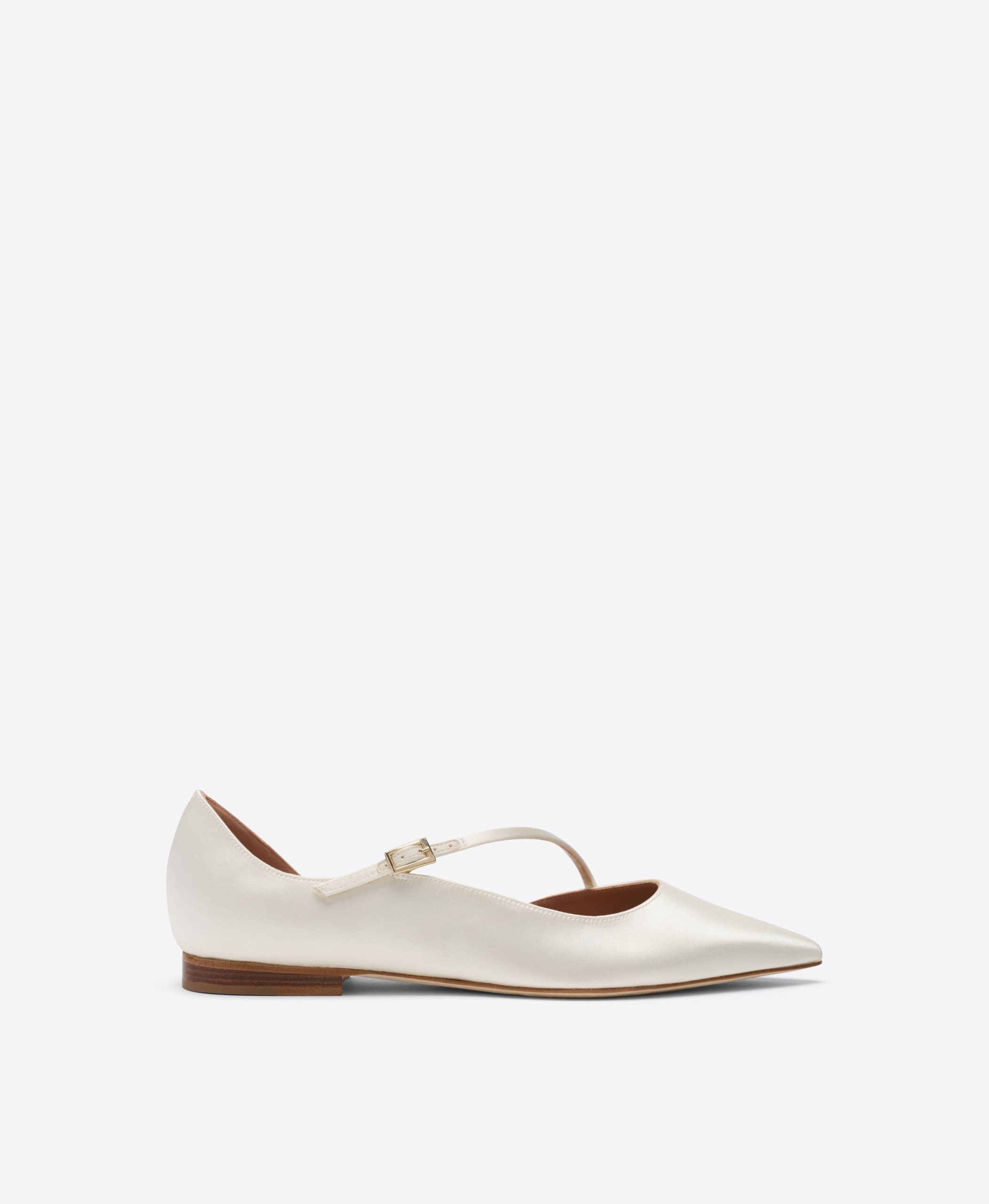 Malone Souliers Bettina White Satin Flat Pumps