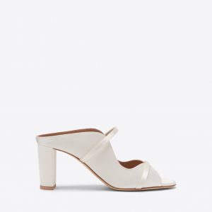 Malone Souliers Norah 70 White Satin Heeled Sandals