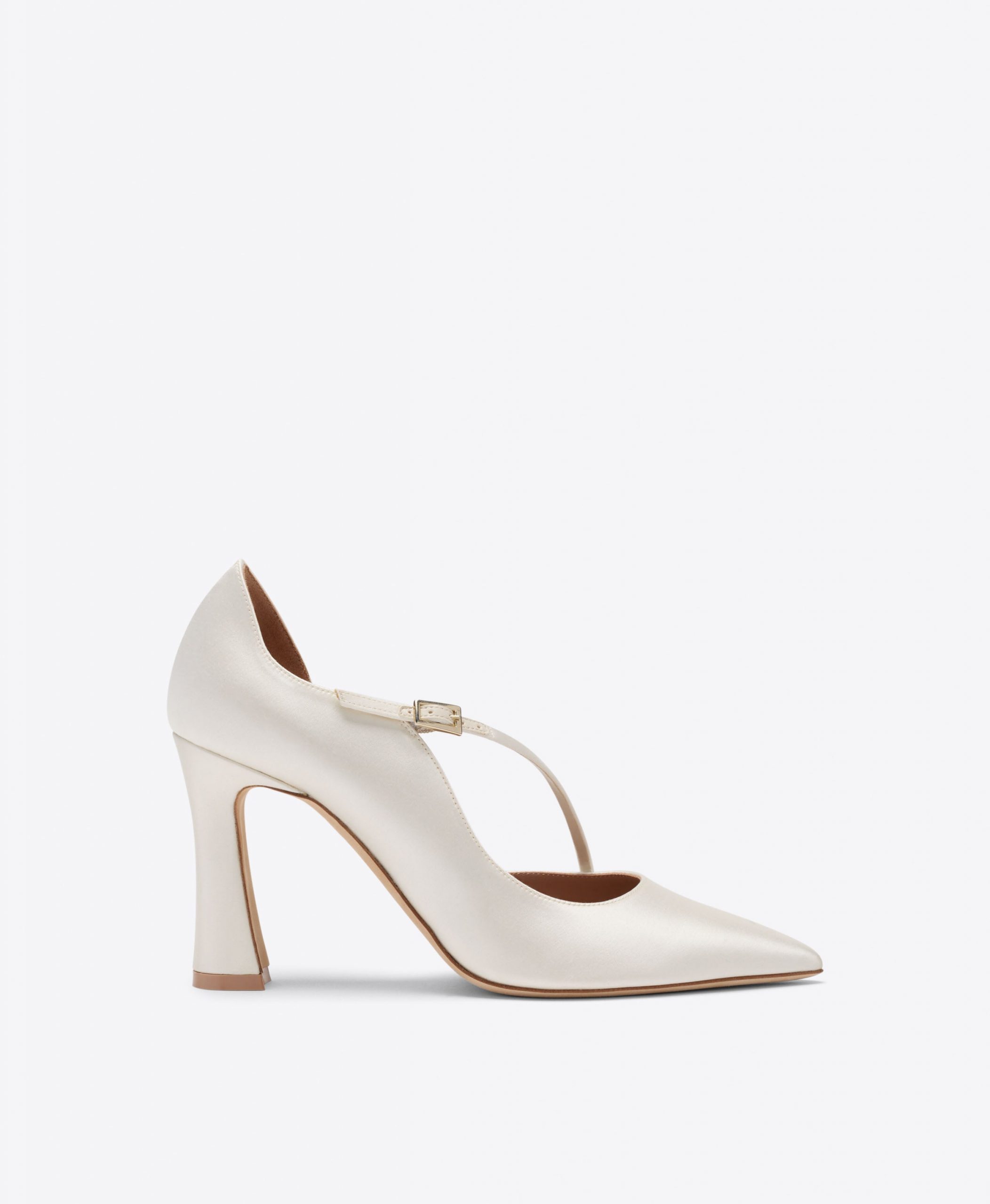 Malone Souliers Bettina 90 White Satin Heeled Pumps