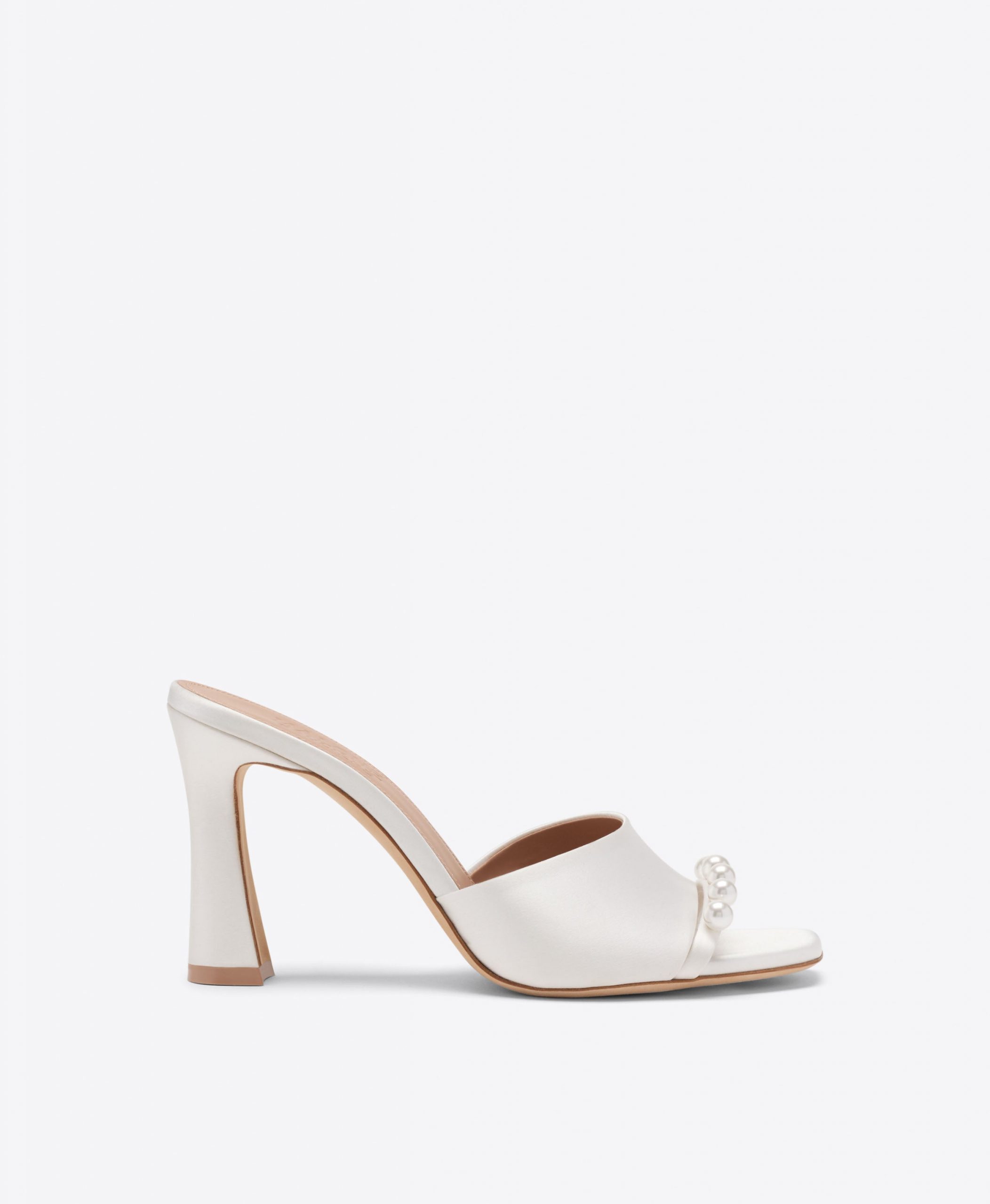 Malone Souliers Roxanne 90 White Satin Pearl Embellished Heeled Sandals