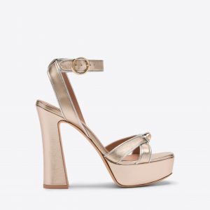 Malone Souliers Rudi 125 Champagne Metallic Leather Platforms