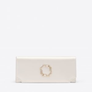 Malone Souliers Vivien White Satin Clutch Bag