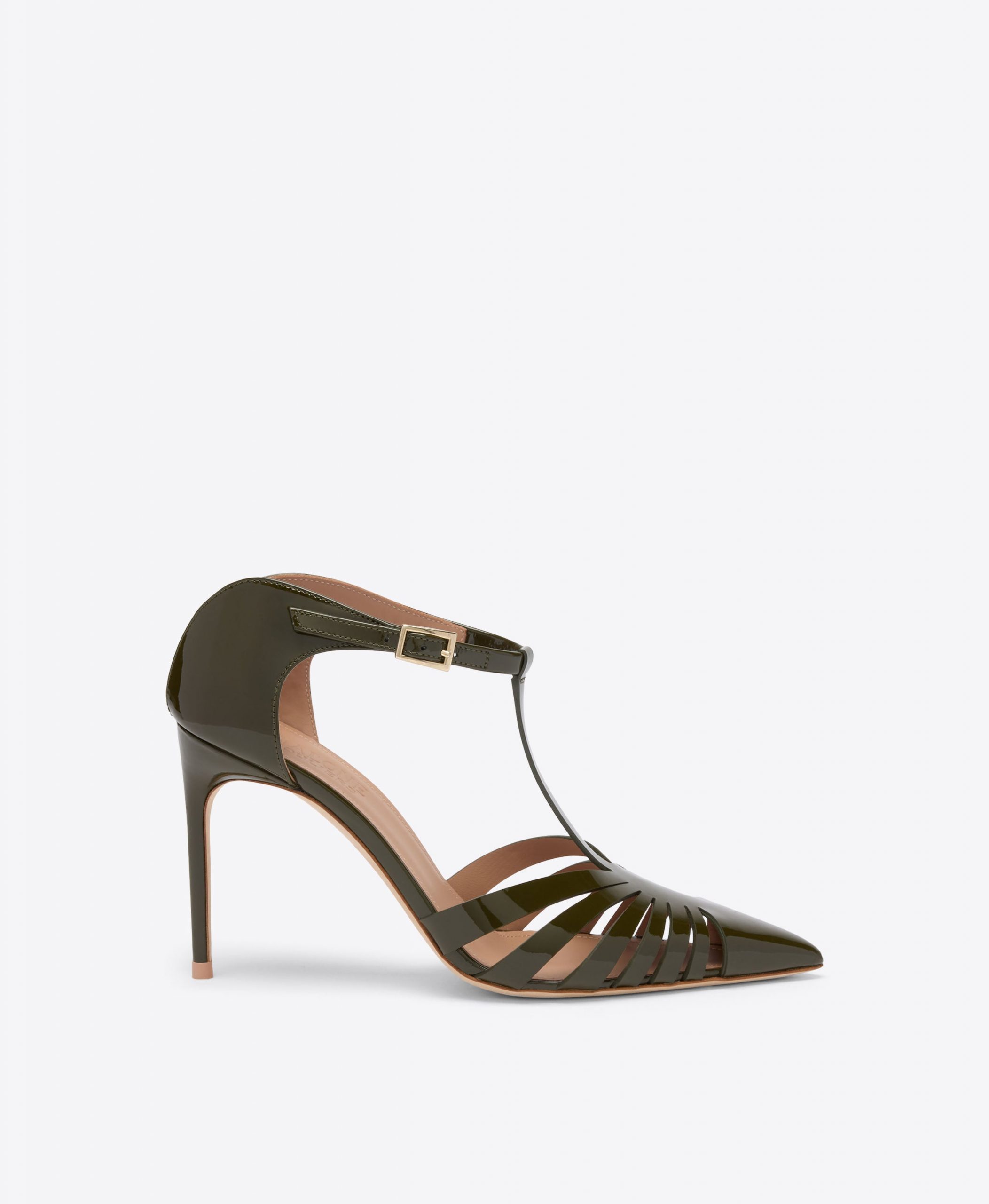 Malone Souliers Jennifer 90 Dark Green Patent Heeled Mules