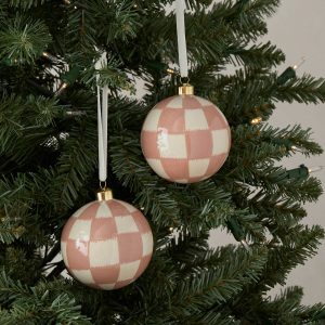 Lulu and Georgia Checkerboard Ornaments (Set of 2) by Sarah Sherman Samuel