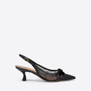 Malone Souliers Jama 45 Black Glitter Mesh Slingbacks