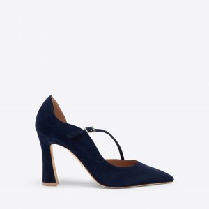 Malone Souliers Bettina 90 Navy Suede Pumps