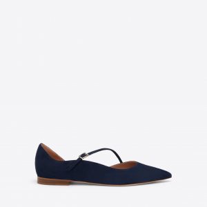 Malone Souliers Bettina Navy Suede Flat Pumps