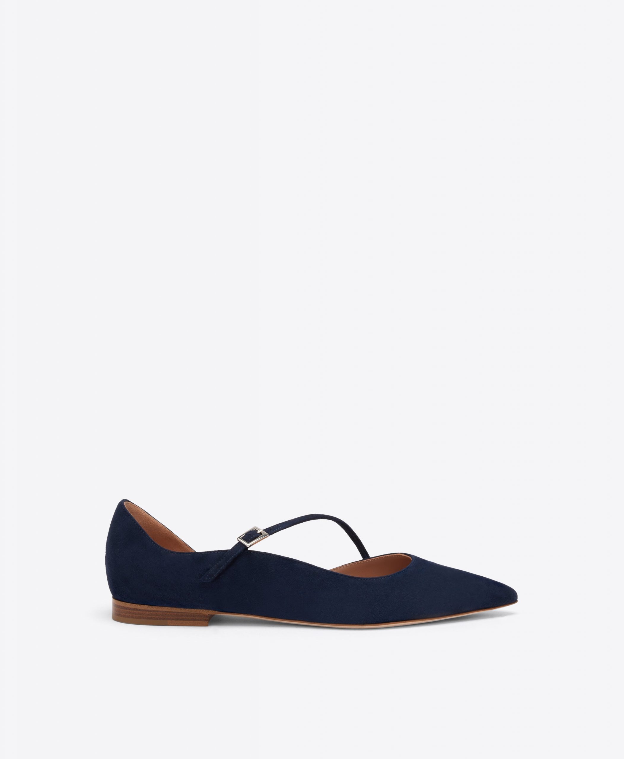 Malone Souliers Bettina Navy Suede Flat Pumps