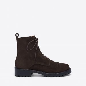 Malone Souliers Miller Dark Brown Suede Combat Boots