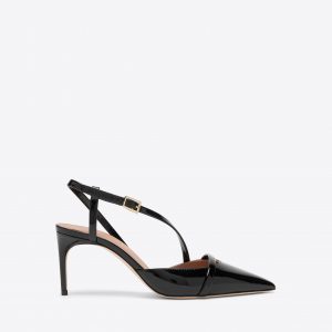 Malone Souliers Valeria 70 Black Patent Slingbacks