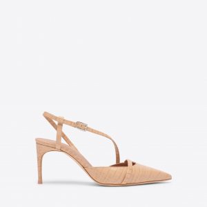 Malone Souliers Valeria 70 Buff Embossed Leather Slingbacks