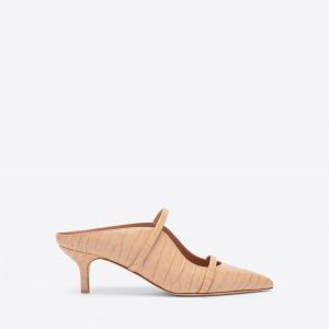 Malone Souliers Maureen 45 Buff Embossed Leather Kitten Heels