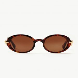 Missoma Jimmy Fairly Elvissa Oval Sunglasses | Gold Plated/Brown Tortoise