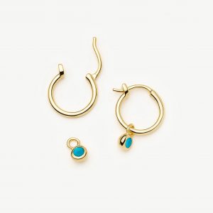 Missoma December Birthstone Mini Charm Hoop Earrings | 18ct Gold Plated/Turquoise Magnesite