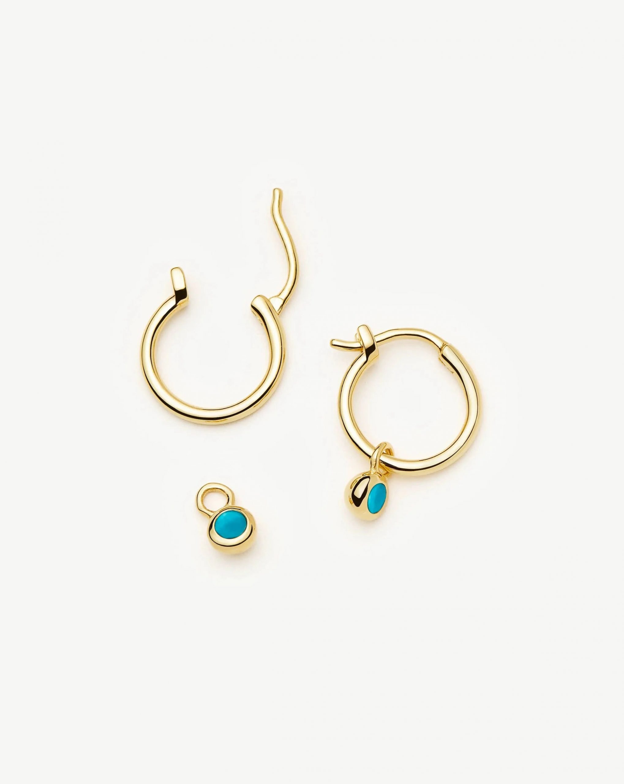 Missoma December Birthstone Mini Charm Hoop Earrings | 18ct Gold Plated/Turquoise Magnesite