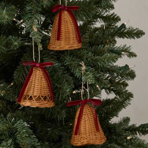 Lulu and Georgia Crossley Rattan Bell Ornaments (Set of 3)