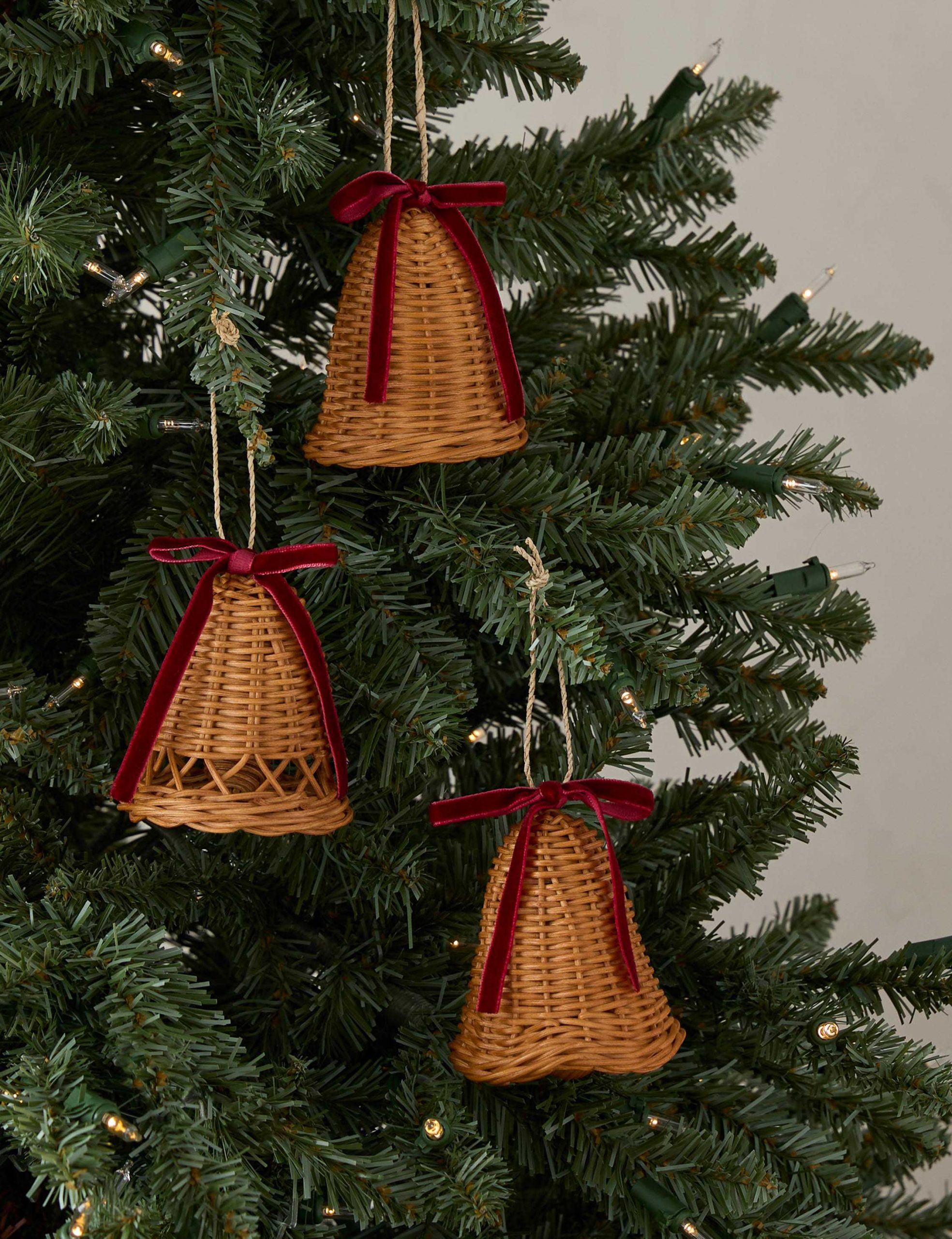 Lulu and Georgia Crossley Rattan Bell Ornaments (Set of 3)