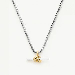 Missoma Lucy Williams Chunky Knot T-Bar Necklace | Mixed Metal