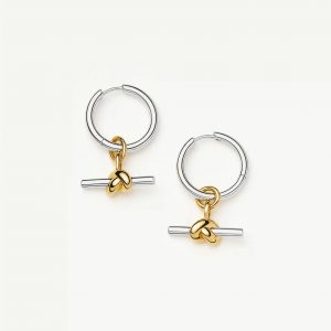 Missoma Lucy Williams Knot T-Bar Charm Hoop Earrings | Mixed Metal
