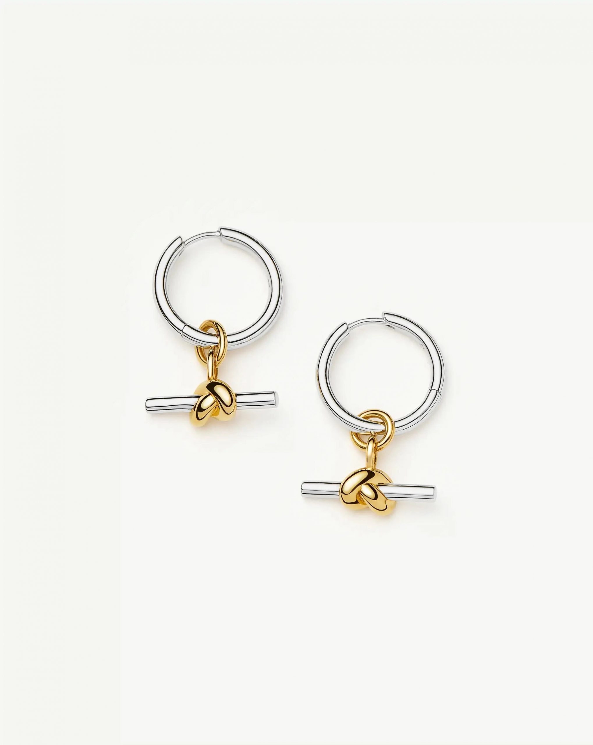 Missoma Lucy Williams Knot T-Bar Charm Hoop Earrings | Mixed Metal