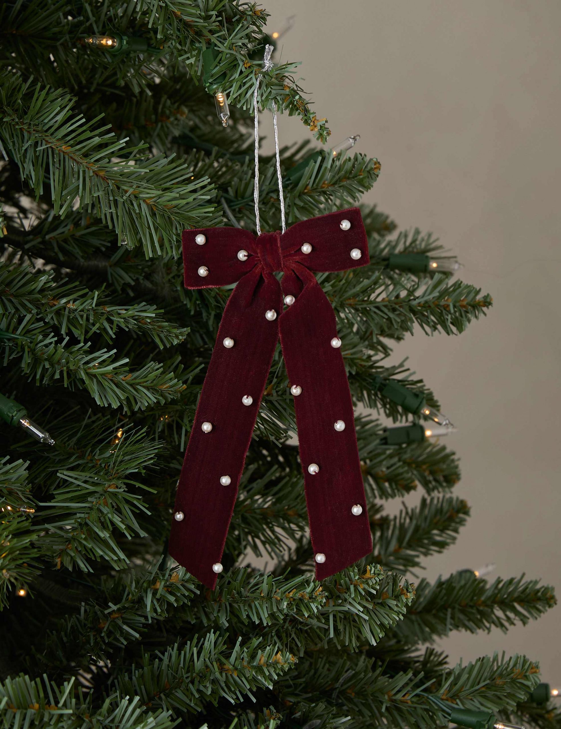 Lulu and Georgia Aldenbury Velvet Ribbon Pearl Ornament