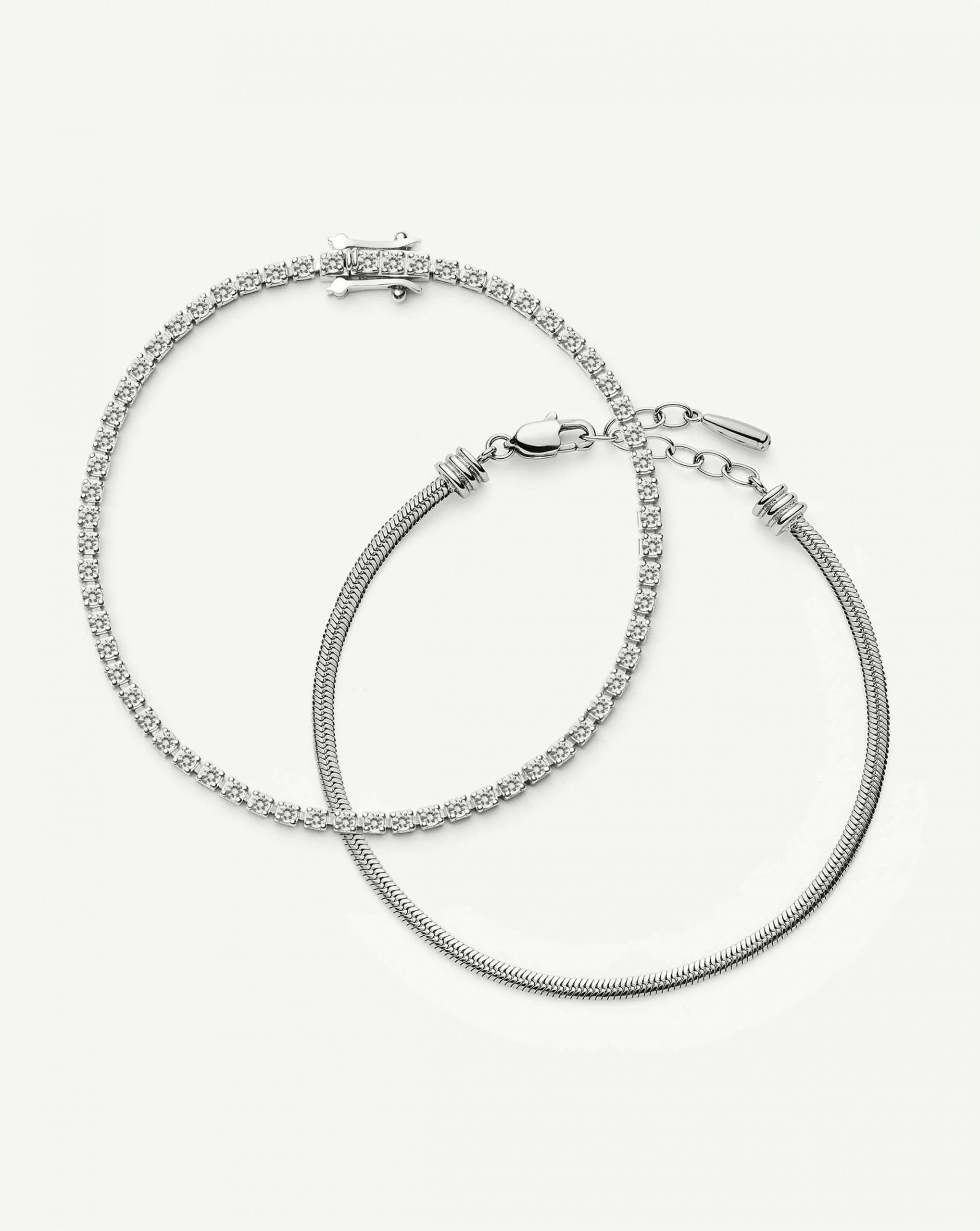 Missoma The Meet Your Match Bracelet Set | Sterling Silver/Platinum Plated