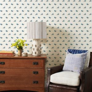 Lulu and Georgia Anna Floral Grasscloth Wallpaper by Nathan Turner