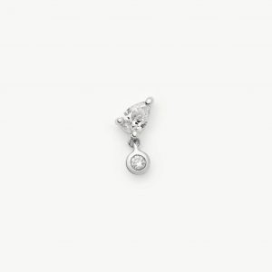 Missoma Solid Gold Pear Diamond Charm Flat Back Stud Earring | 9ct Solid White Gold