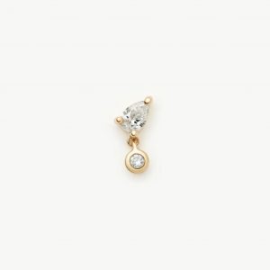 Missoma Solid Gold Pear Diamond Charm Flat Back Stud Earring | 9ct Solid Gold