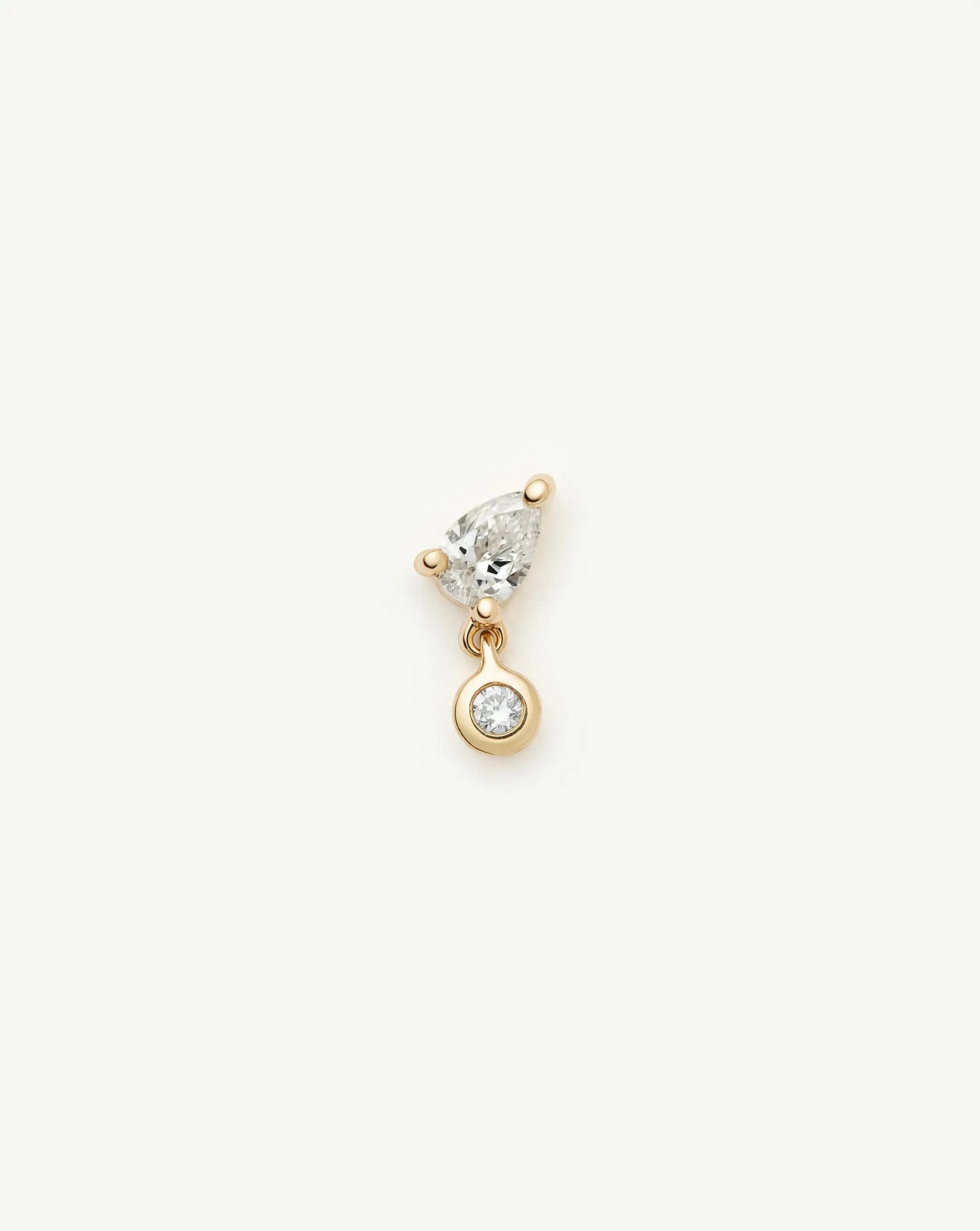 Missoma Solid Gold Pear Diamond Charm Flat Back Stud Earring | 9ct Solid Gold