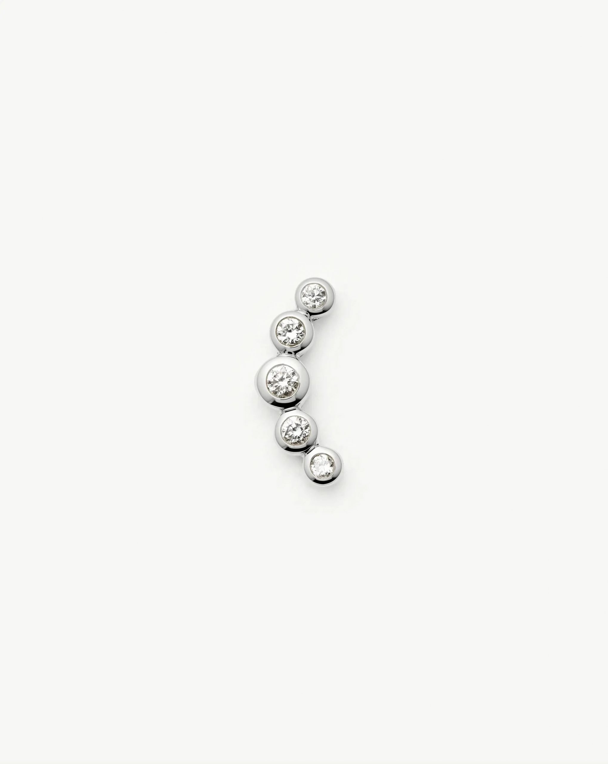 Missoma Solid Gold Diamond Ear Climber Flat Back Stud Earring | 9ct Solid White Gold