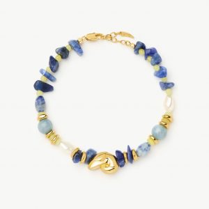 Missoma Shell Statement Multi Beaded Bracelet | 18ct Gold Plated/Multi Gemstone