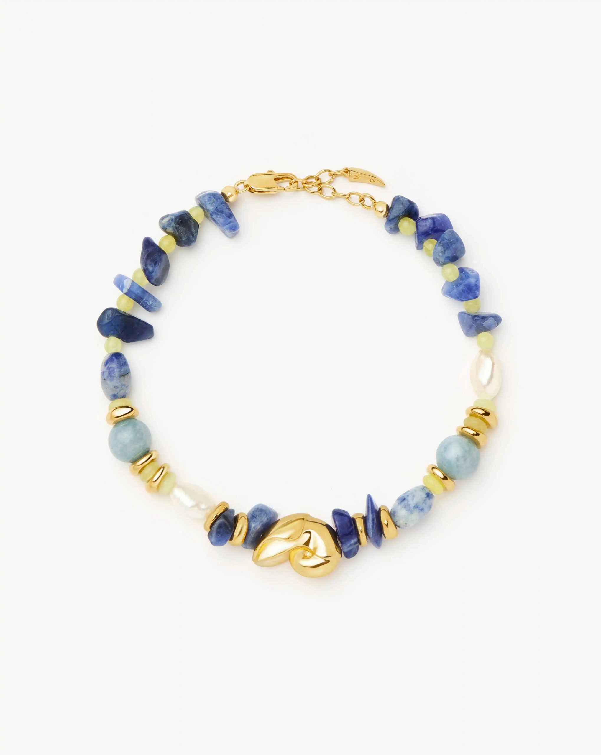Missoma Shell Statement Multi Beaded Bracelet | 18ct Gold Plated/Multi Gemstone