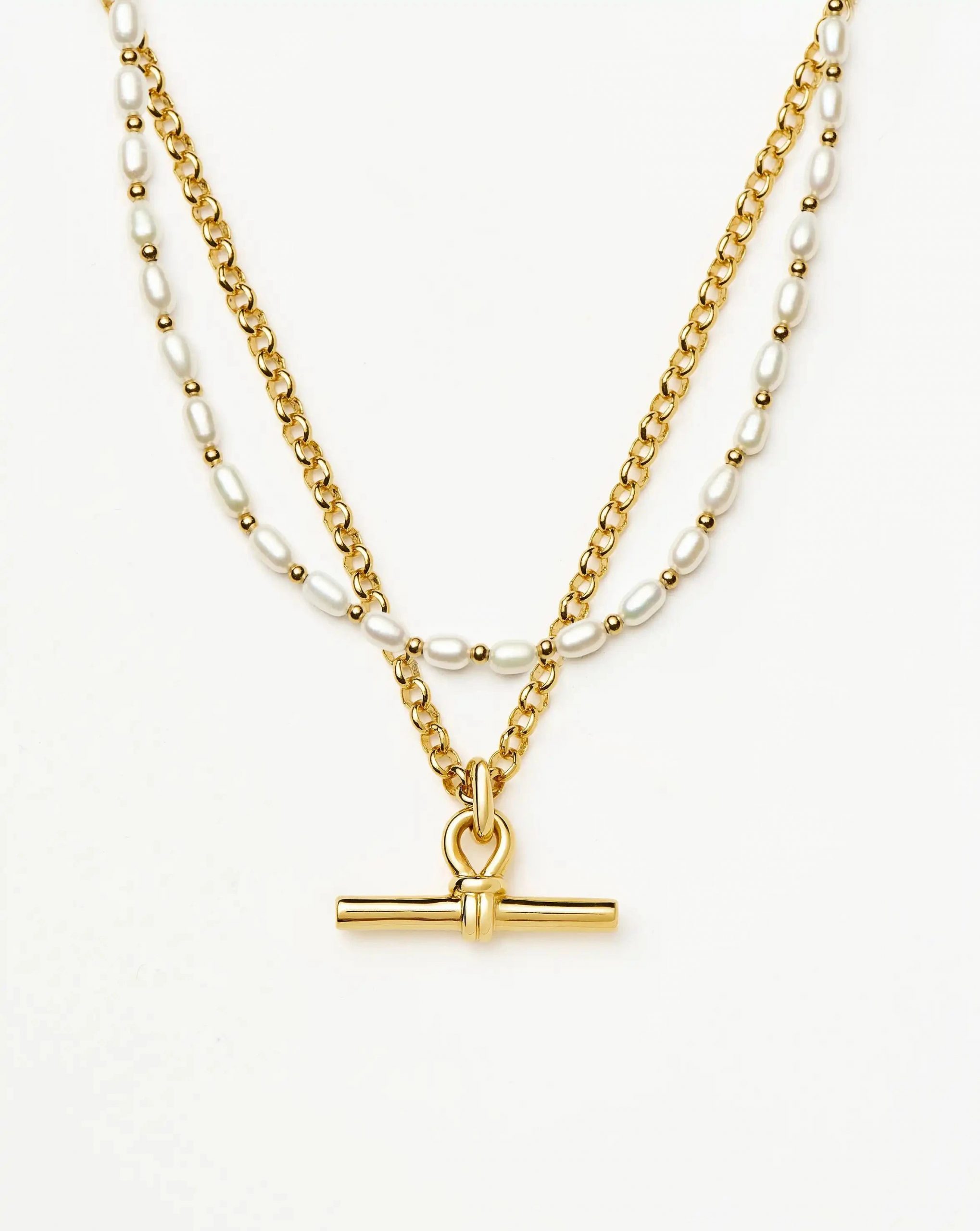 Missoma The Andy Pearl Necklace Set | 18ct Gold Plated/Pearl