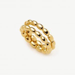 Missoma Molten Olive Stacked Ring | 18ct Gold Plated