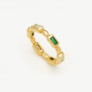 Missoma Molten Gemstone Stacking Ring | 18ct Gold Plated/Blue & Green Onyx