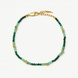 Missoma Beaded Gemstone Bracelet | 18ct Gold Plated/Mojito Green