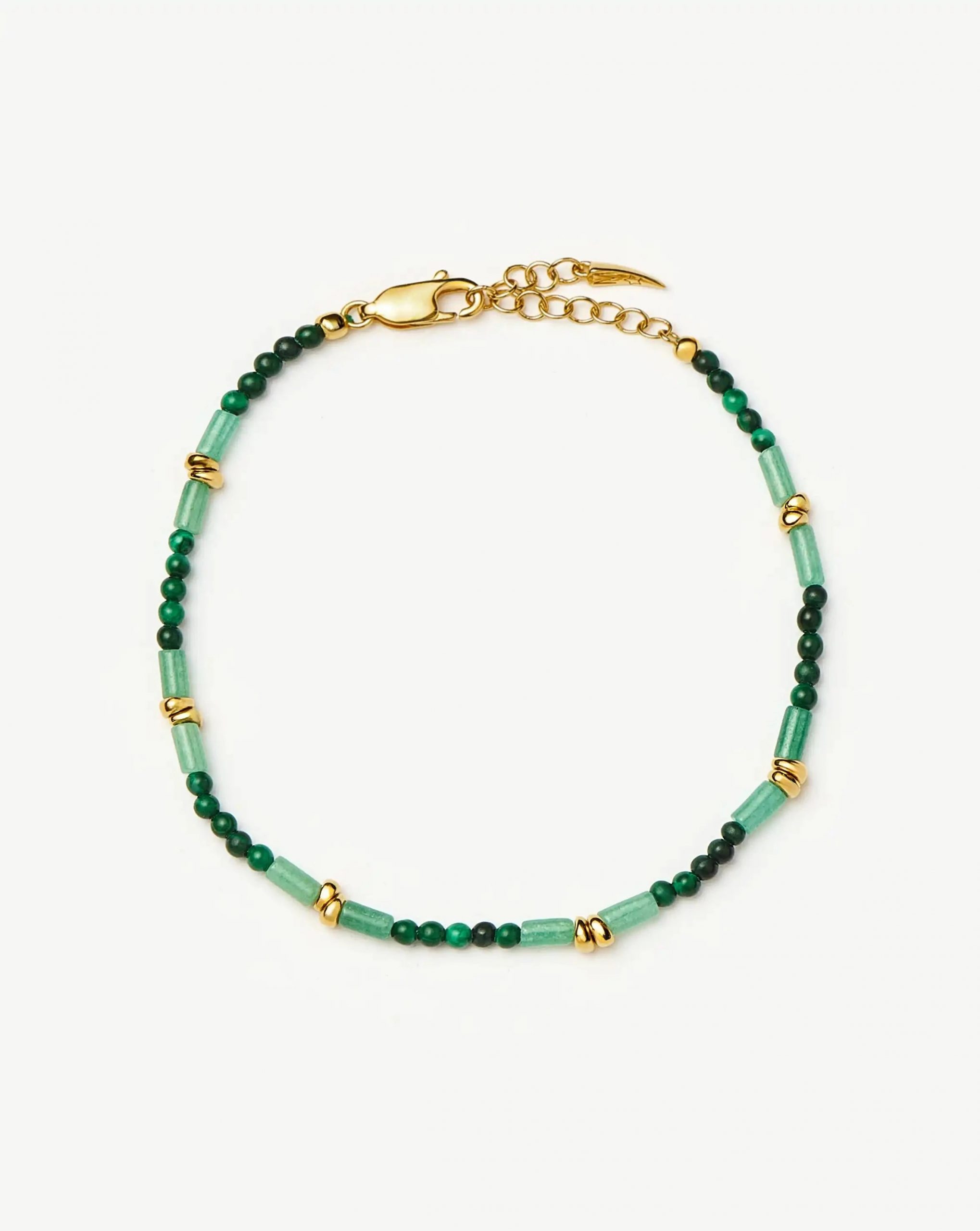 Missoma Beaded Gemstone Bracelet | 18ct Gold Plated/Mojito Green