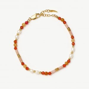 Missoma Beaded Gemstone & Pearl Bracelet | 18ct Gold Plated/Paloma Pink