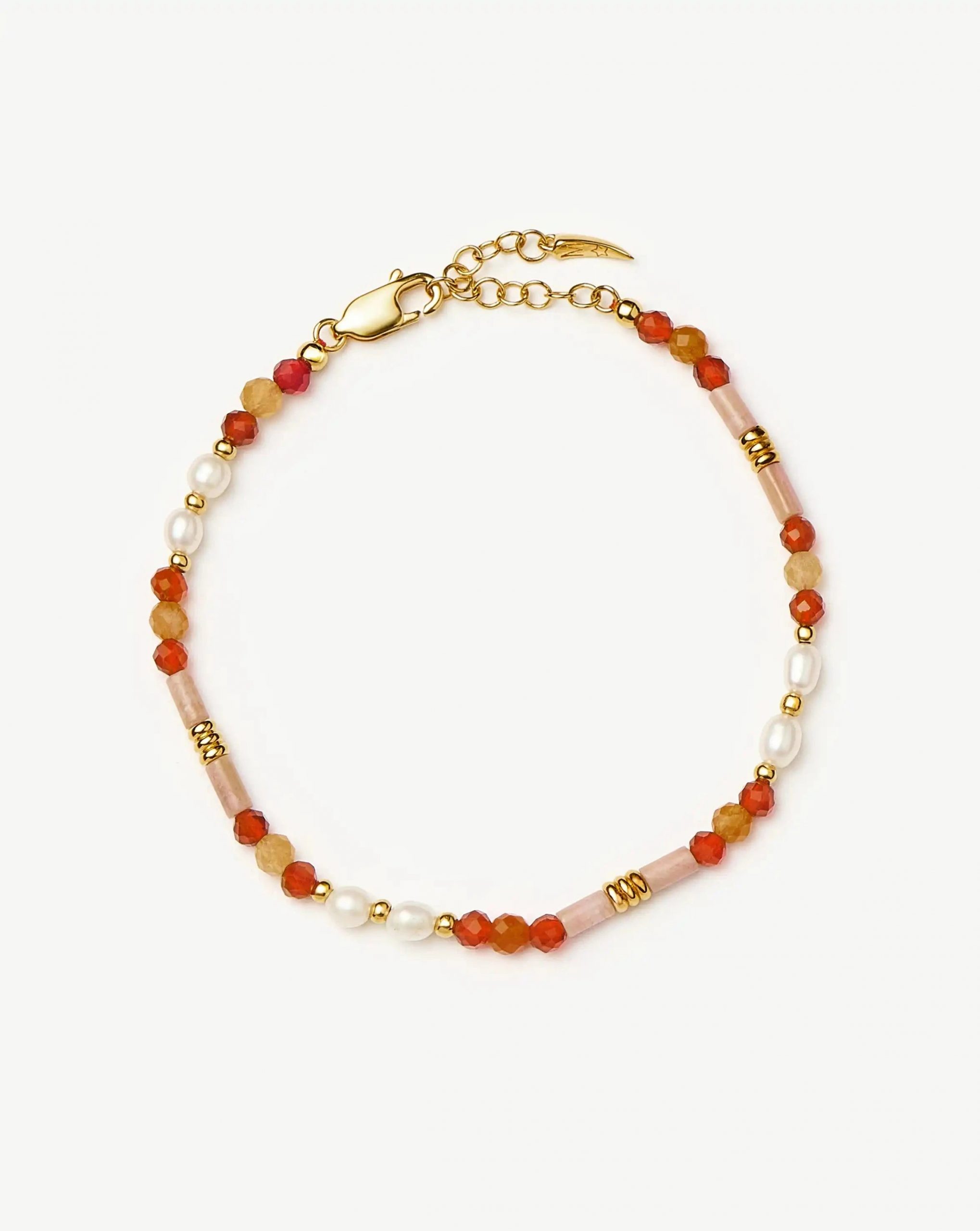 Missoma Beaded Gemstone & Pearl Bracelet | 18ct Gold Plated/Paloma Pink