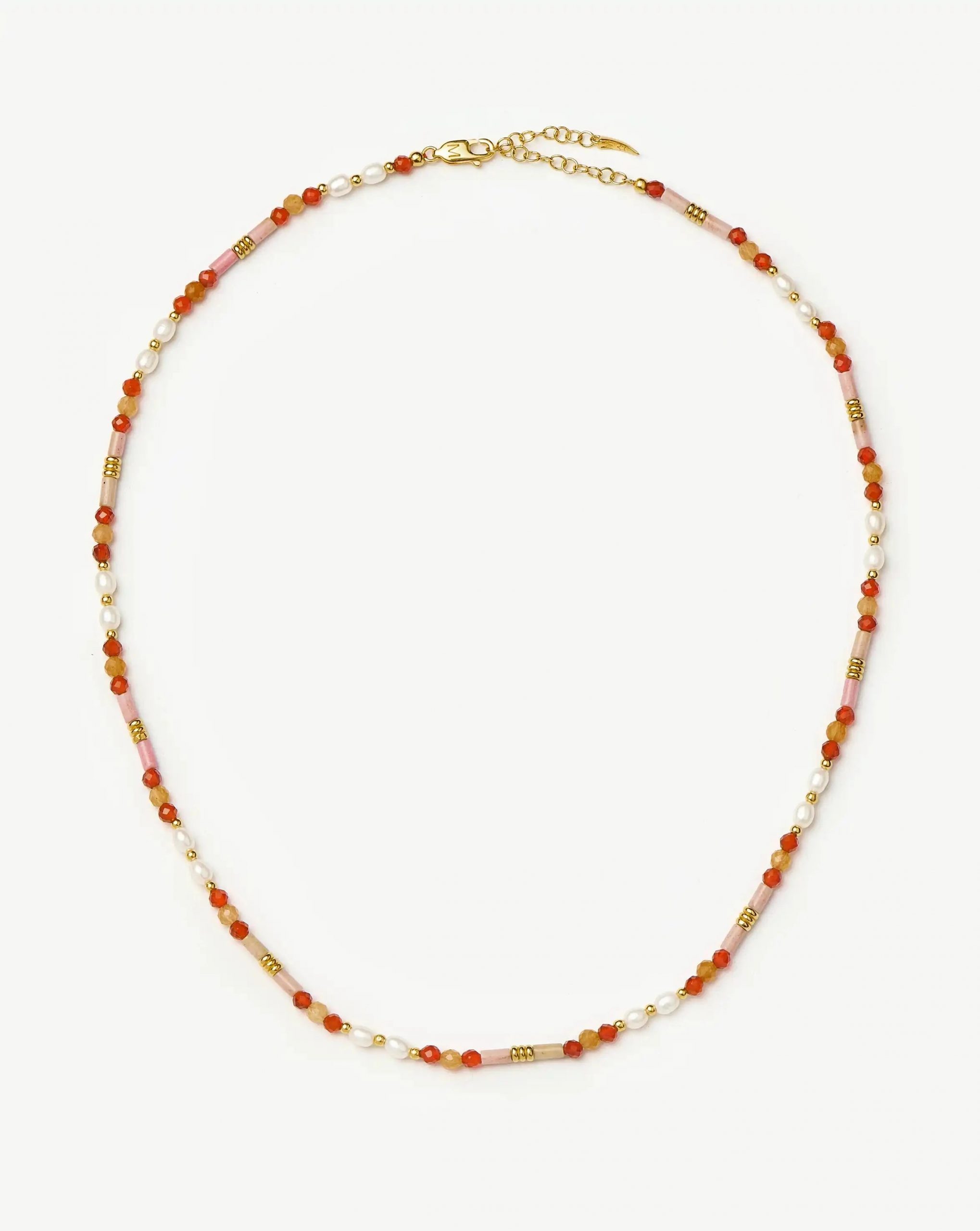 Missoma Beaded Gemstone & Pearl Short Necklace | 18ct Gold Plated/Paloma Pink