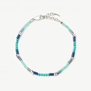 Missoma Beaded Gemstone Bracelet | Silver Plated/Lagoon Blue