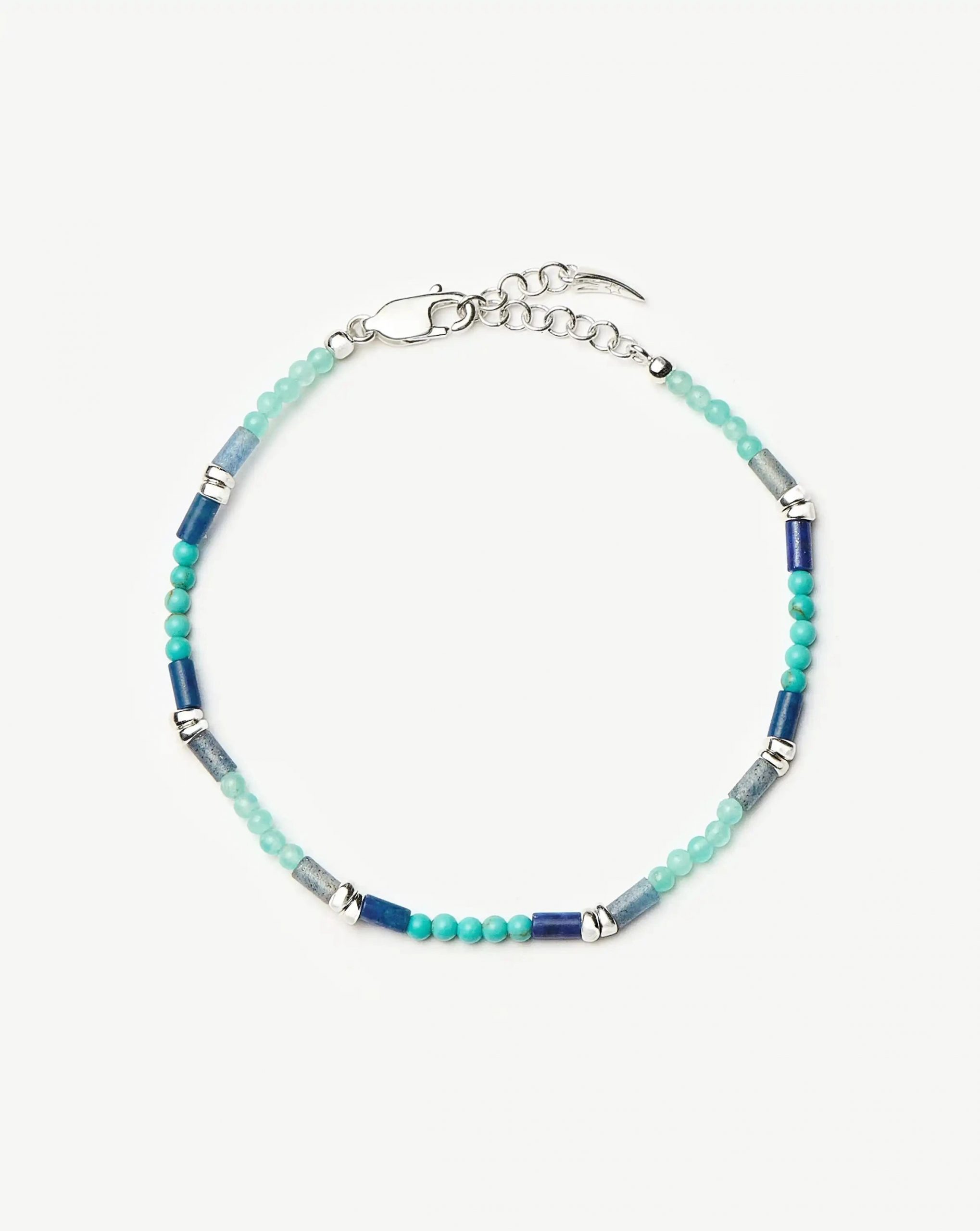 Missoma Beaded Gemstone Bracelet | Silver Plated/Lagoon Blue
