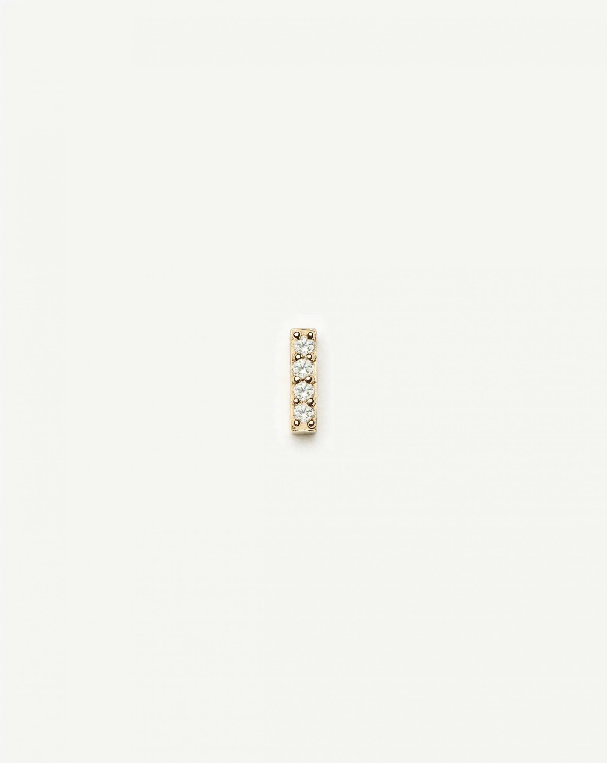 Missoma Solid Gold Diamond Bar Flat Back Stud Earring | 9ct Solid Yellow Gold/Diamond