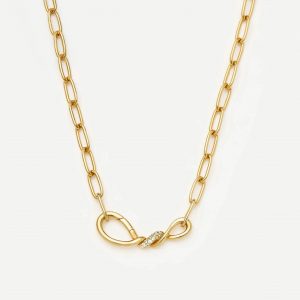 Missoma Molten Snow Paperclip Chain Necklace | 18ct Gold Plated/Cubic Zirconia
